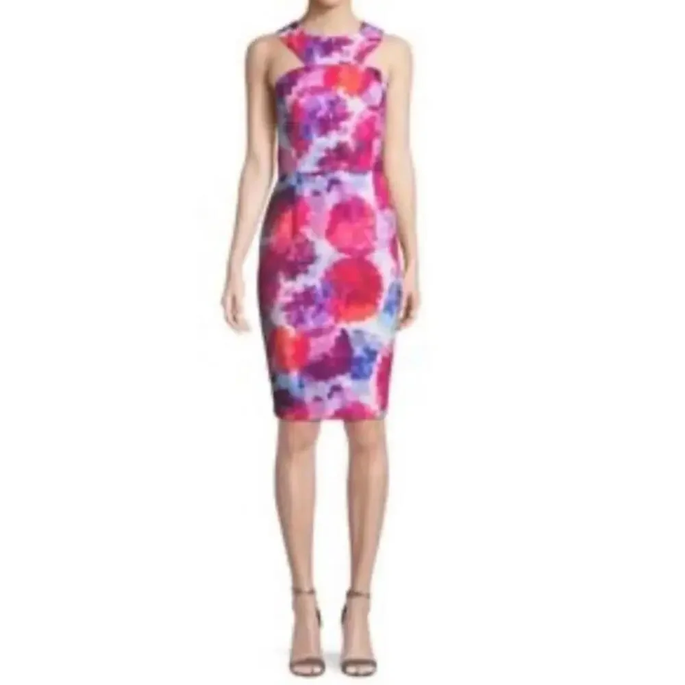 Trina Turk Delano Watercolor-‎ Print Race Back Fitted Dress Womens Size 0 NWT - Picture 10 of 10